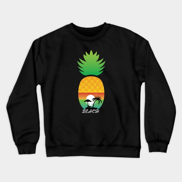 Pineapple Beach Crewneck Sweatshirt by VecTikSam